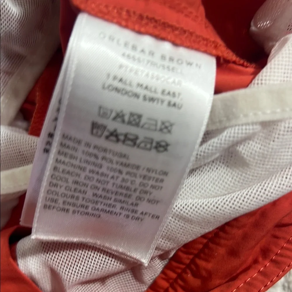 Orlebar Brown Boys Red Coral Swim Trunk Size 12 Years Adjustable Side Tabs